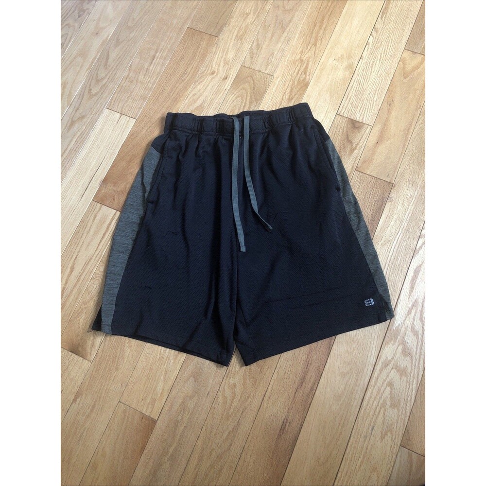 Layer 8 Men's Athletic Shorts Black Gray Quick Dry Medium Pockets Drawstring
